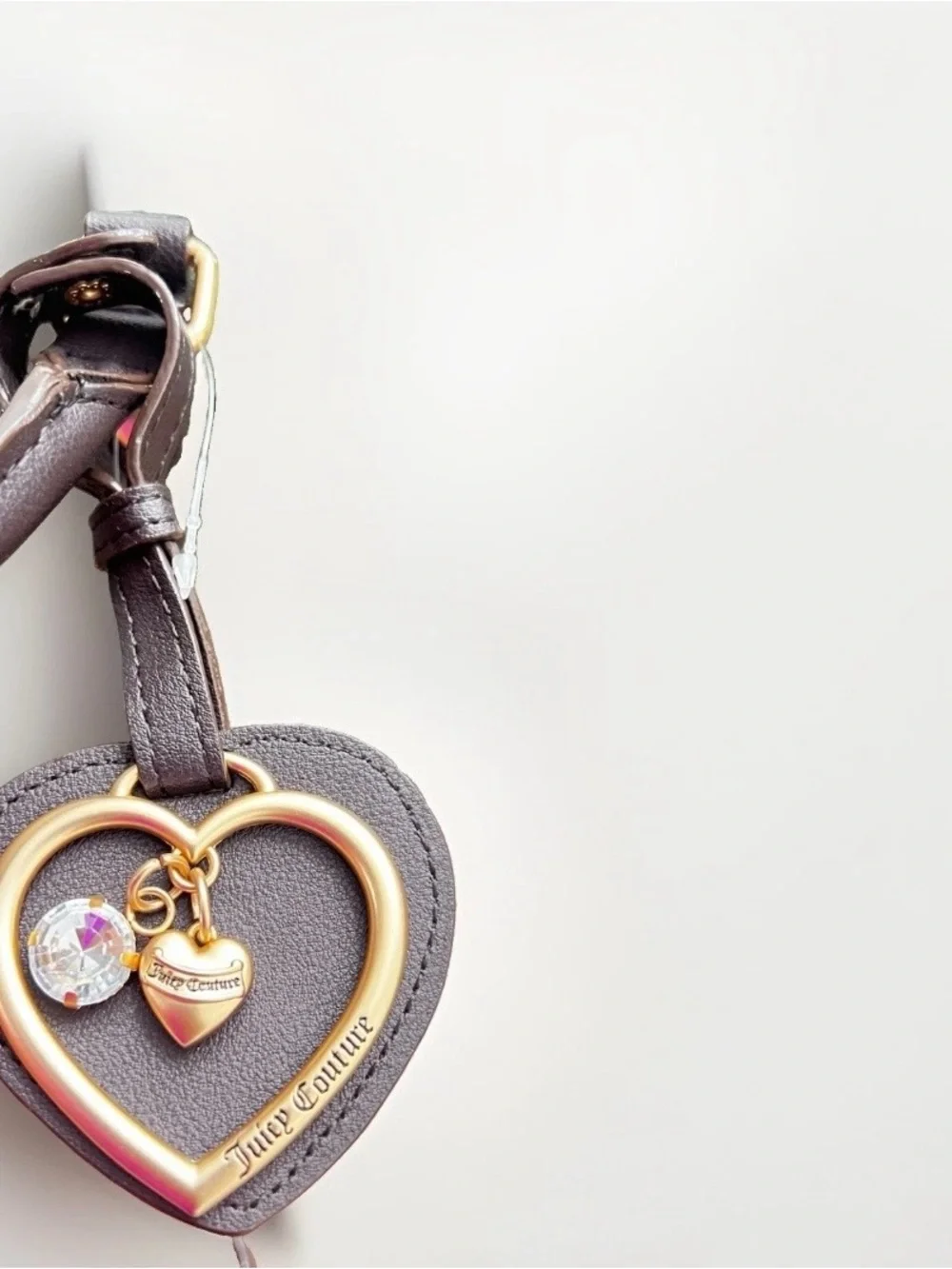 Juicy Couture Green Velvet Satchel with Navy Trim & Heart Charm